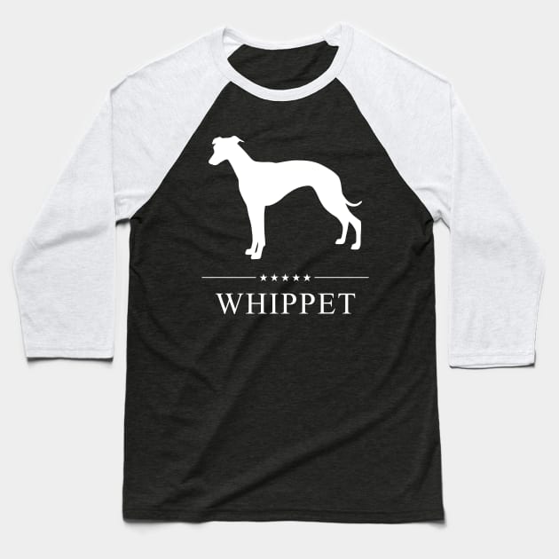 Whippet Dog White Silhouette Baseball T-Shirt by millersye